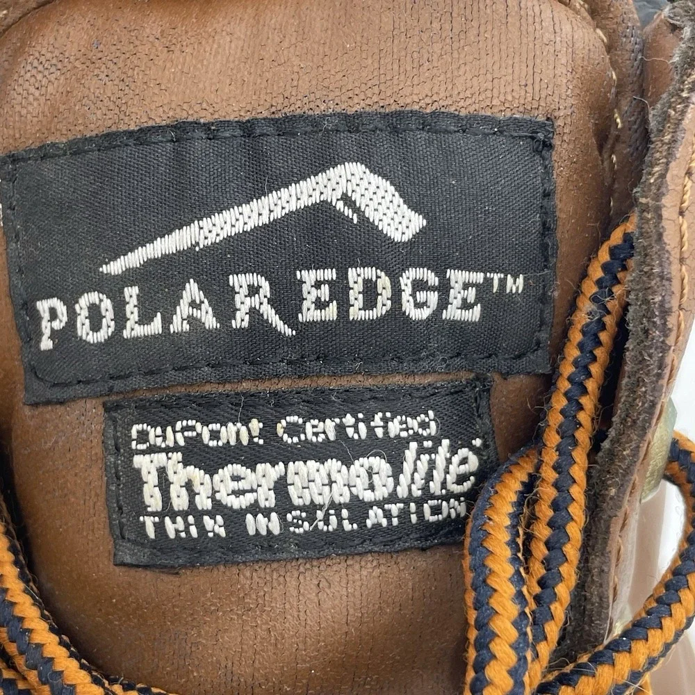 Polar Edge Womens‎ 6 Duck Boots Laced Navy Tan Upper Thermolite Insulation Steel